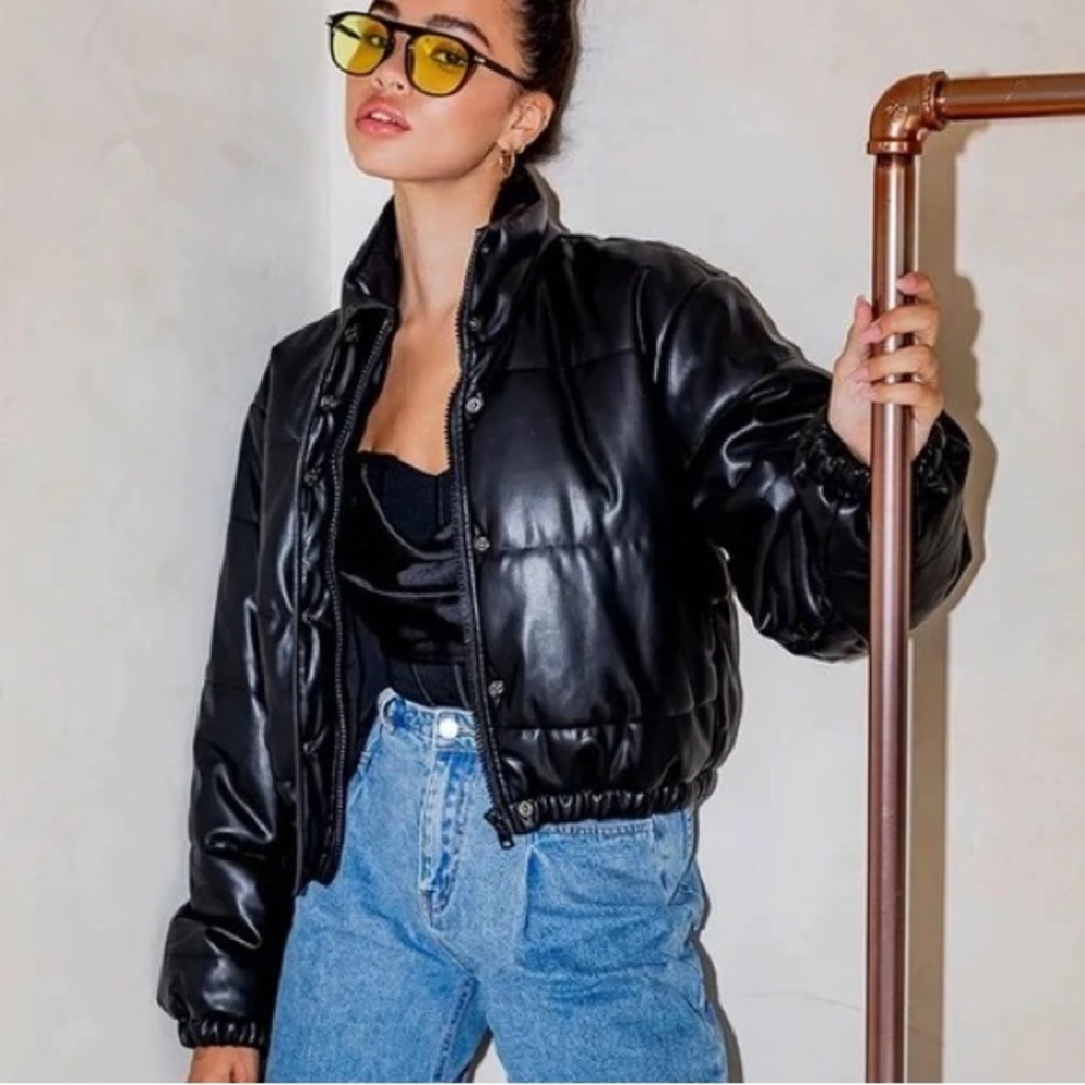 Leather Puffer Jacket